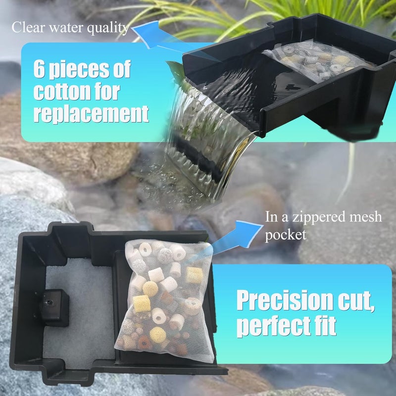 PurifyLogix 7PCS Pond Filter Media for Pond BOSS Waterfall Spillway, 6 Koi Pond Filter Pad Fine& 1 Pack Ceramic Rings, Reusable Ultra-Durable Fish Pond Filter Material (Spillway not Included - Image 3